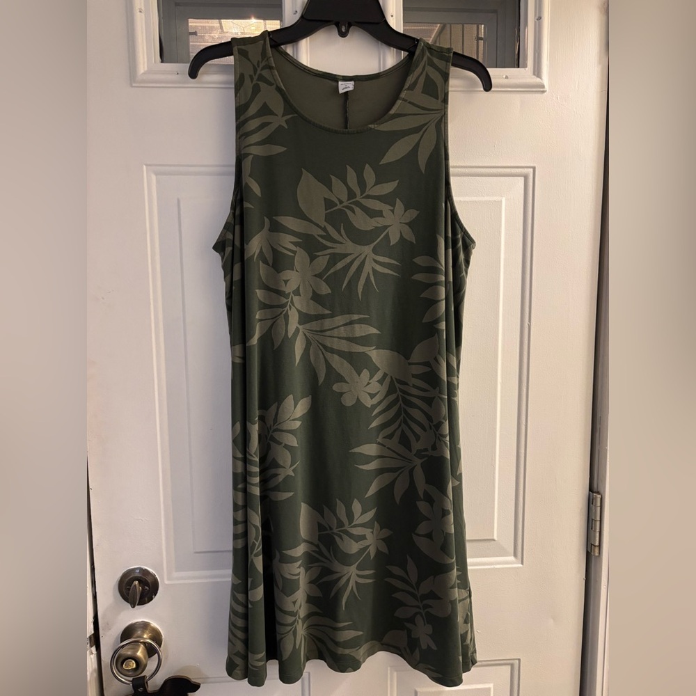 Floral Olive Green Sleeveless Dress